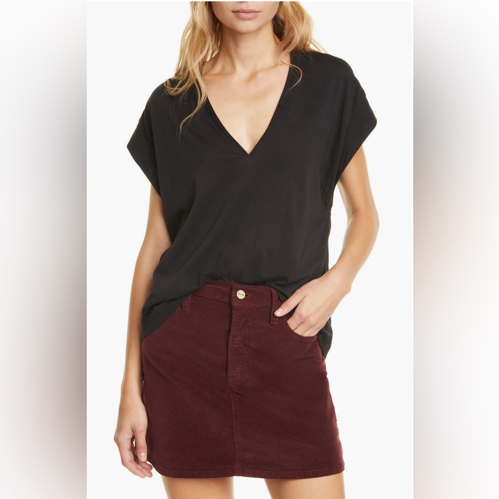 Frame Le Mid Rise V-Neck T-Shirt Sleeveless in Black Women’s Size X-Small